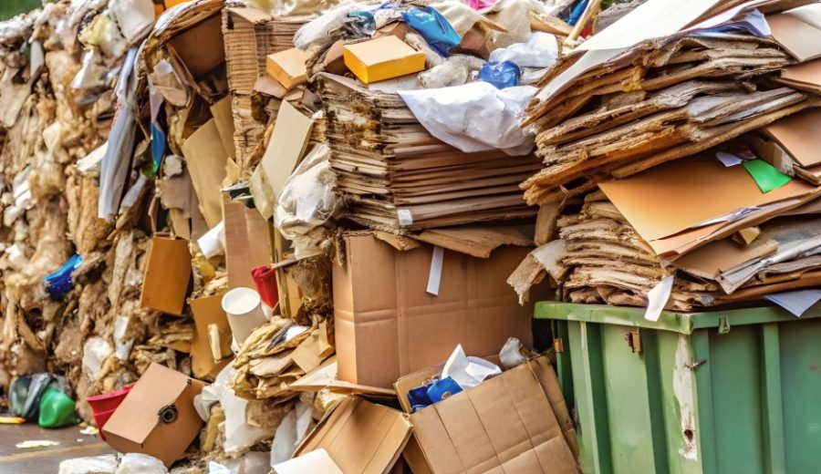 Contenedores de una empresa llenos de cartón